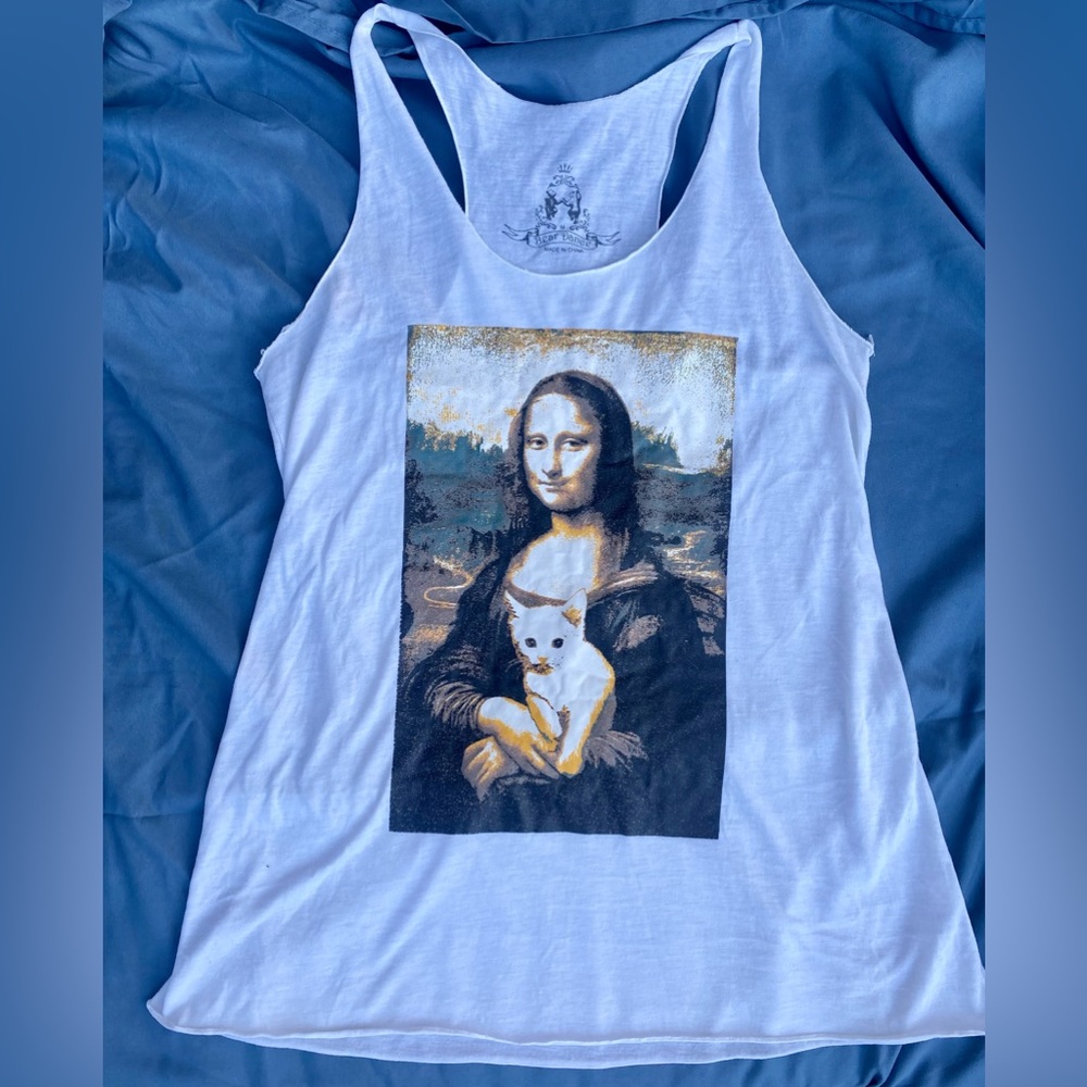 Mona Lisa with Cat Tank Top